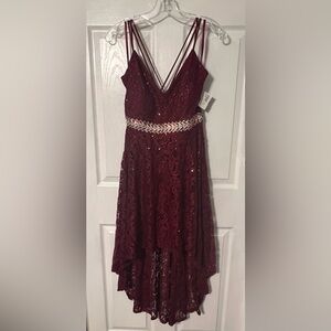 🆕Duul-Ce Wine Lace High Low Dress.  Juniors Size Large.